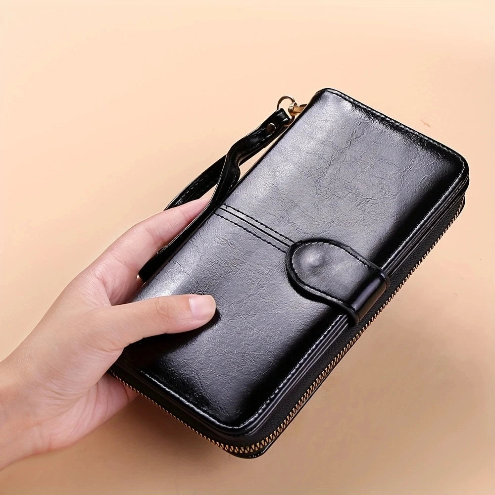 Portefeuille Éclat cuir ciré détail texture - Maison Tanger