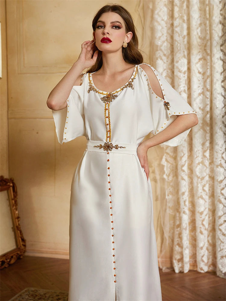 Soltana Kaftan détail tissu et finitions - Maison Tanger