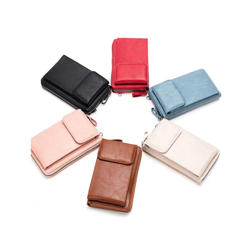 Sac téléphone bandoulière Mina — détail de la matière simili cuir PU