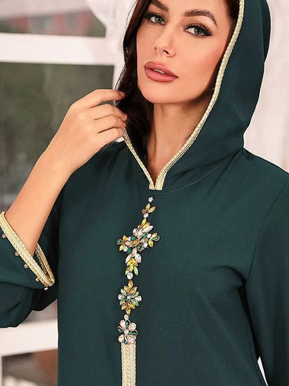 Hidaya Kaftan tissu fluide détail - Maison Tanger